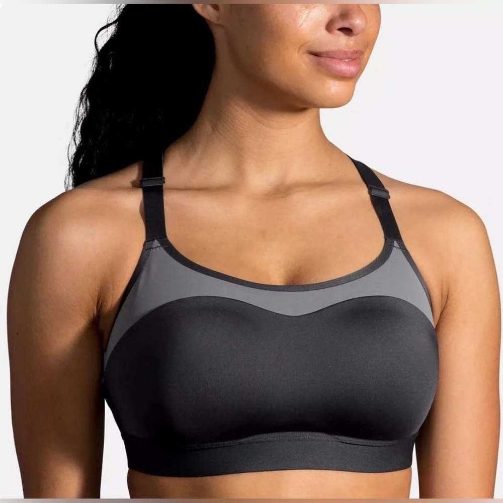 Brooks Dare Racerback Run Bra 42D Asphalt Gray High Impact Running Sports Bra
